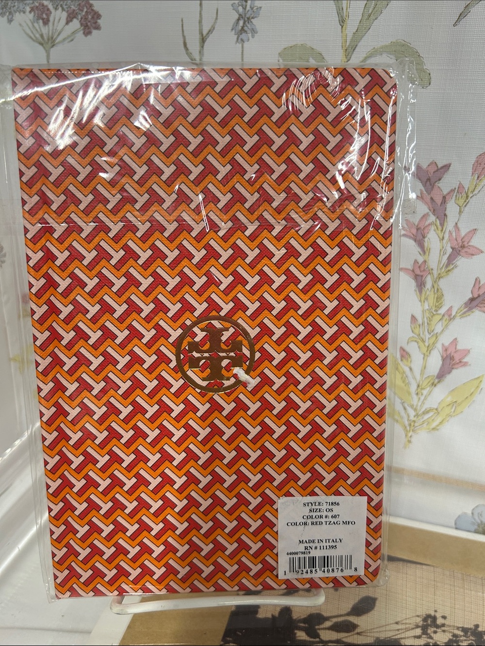 Tory Burch Orange and Red Geometric Panel with Gold Logo